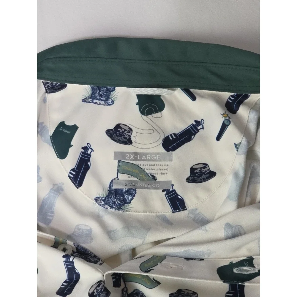 Caddy Shack Movie White All Over Print Swannies Performance Golf Polo SZ XXL - Picture 6 of 9